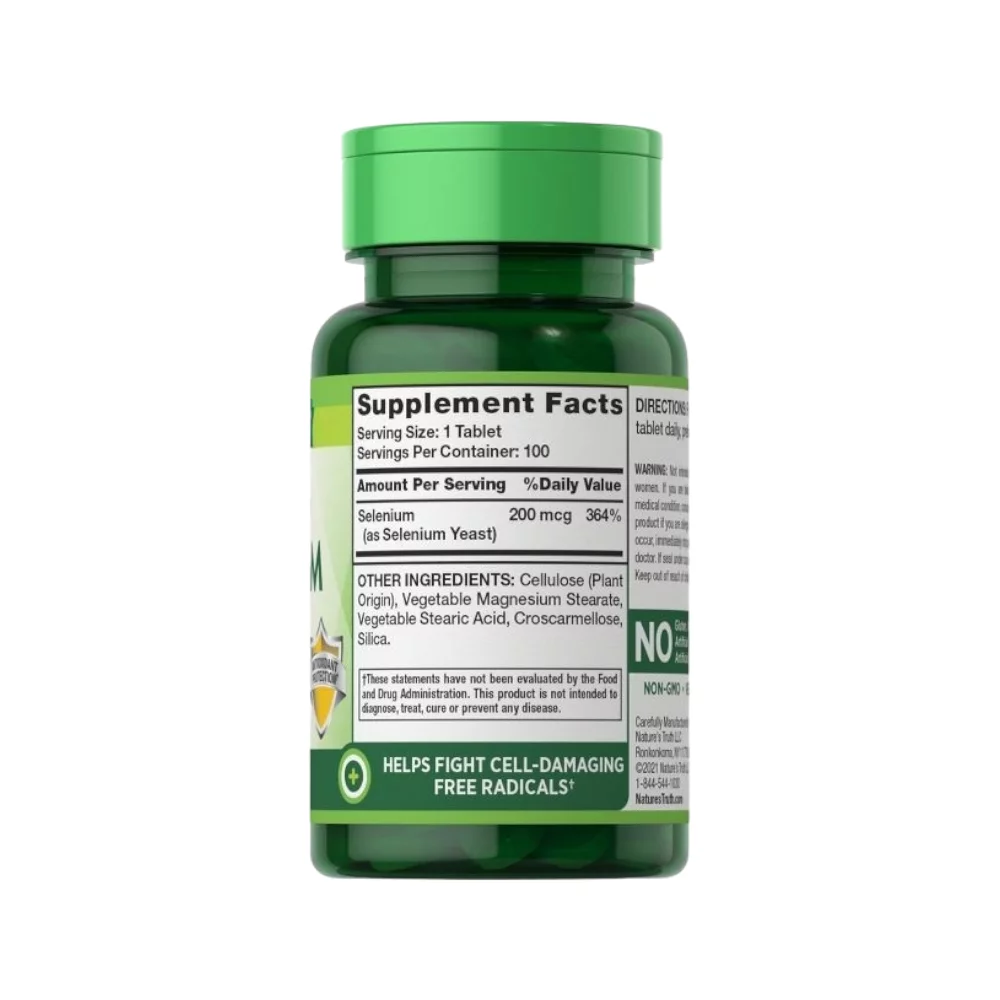 مكمل غذائي أقراص سيلينيوم 200 مكجم من ناتشرز تروث - 100 قرص - الصورة 2