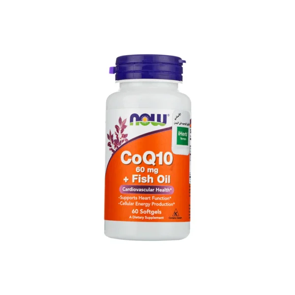 مكمل غذائي كو كيو 10 60 ملجم + زيت السمك من ناو - 60 كبسولة هلامية