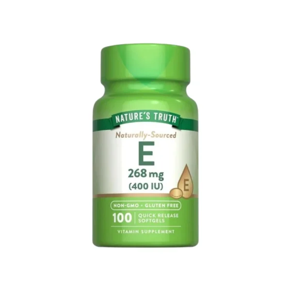 فيتامين مكمل غذائي  لدعم صحة البشرة E 400 وحدة دولية من ناتشرز تروث- 100 كبسولة
