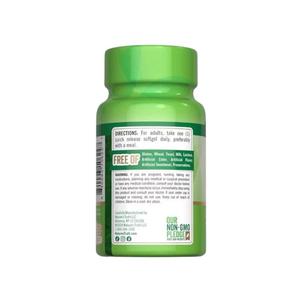 فيتامين مكمل غذائي لدعم صحة البشرة E 400 وحدة دولية من ناتشرز تروث- 100 كبسولة - الصورة 2