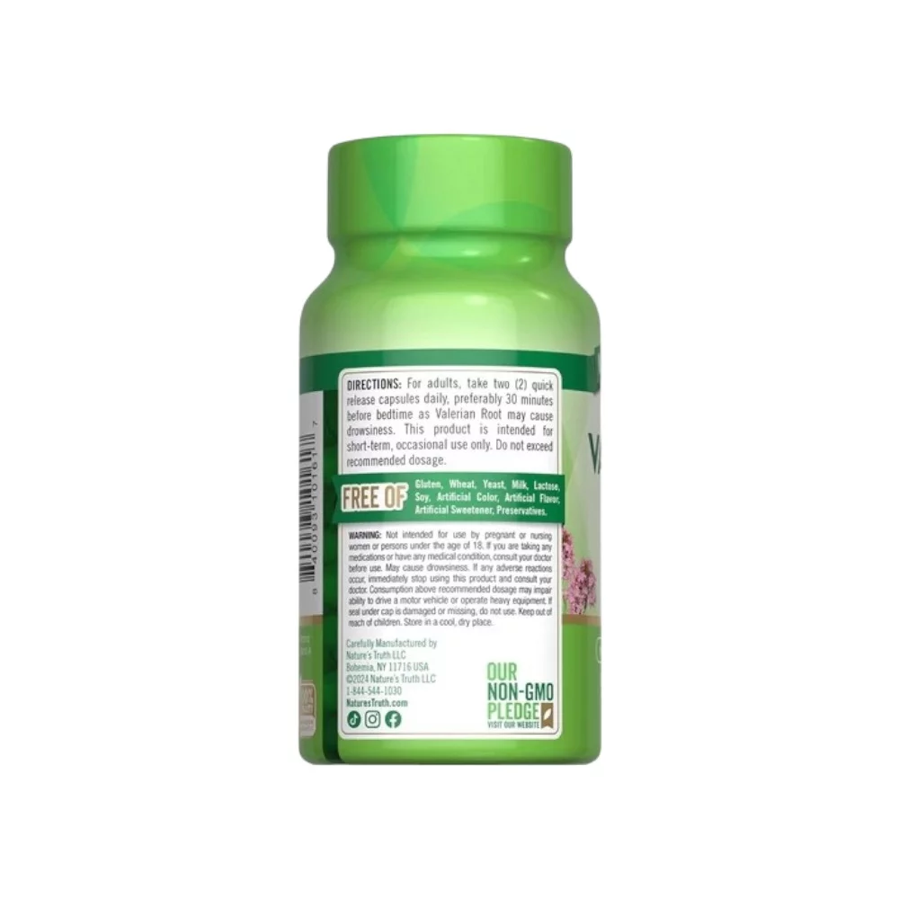 جذر الناردين 2400 مجم مكمل غذائي لدعم الاسترخاء والنوم الجيد من ناتشرز تروث- 90 كبسولة - الصورة 2