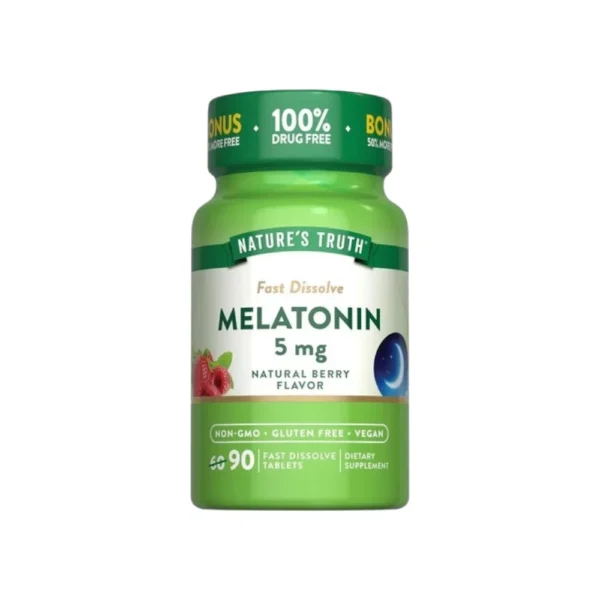 ميلاتونين 5 مجم مكمل غذائي لدعم جودة النوم من ناتشرز تروث  - 90 قرص