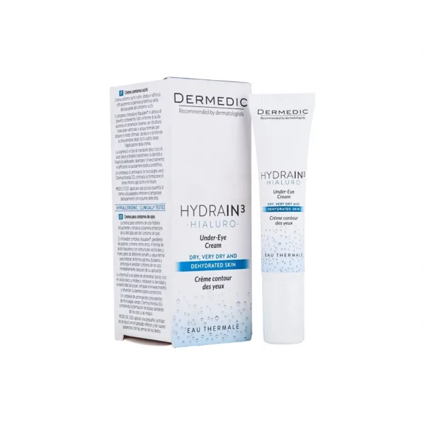 كريم العين هيدرين 3 لترطيب البشرة الجافة جداً والمعرضة للجفاف من ديرميديك - 15 مل