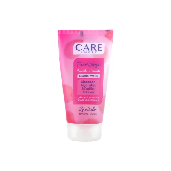 غسول وجه بماء الورد للبشرة الجافة والعادية من كير آند مور - 150 مل