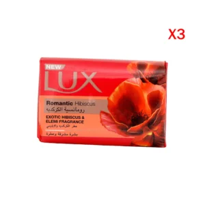 3 حبات صابونة جسم برائحة الكركديه من ماركة لوكس - 75 جم