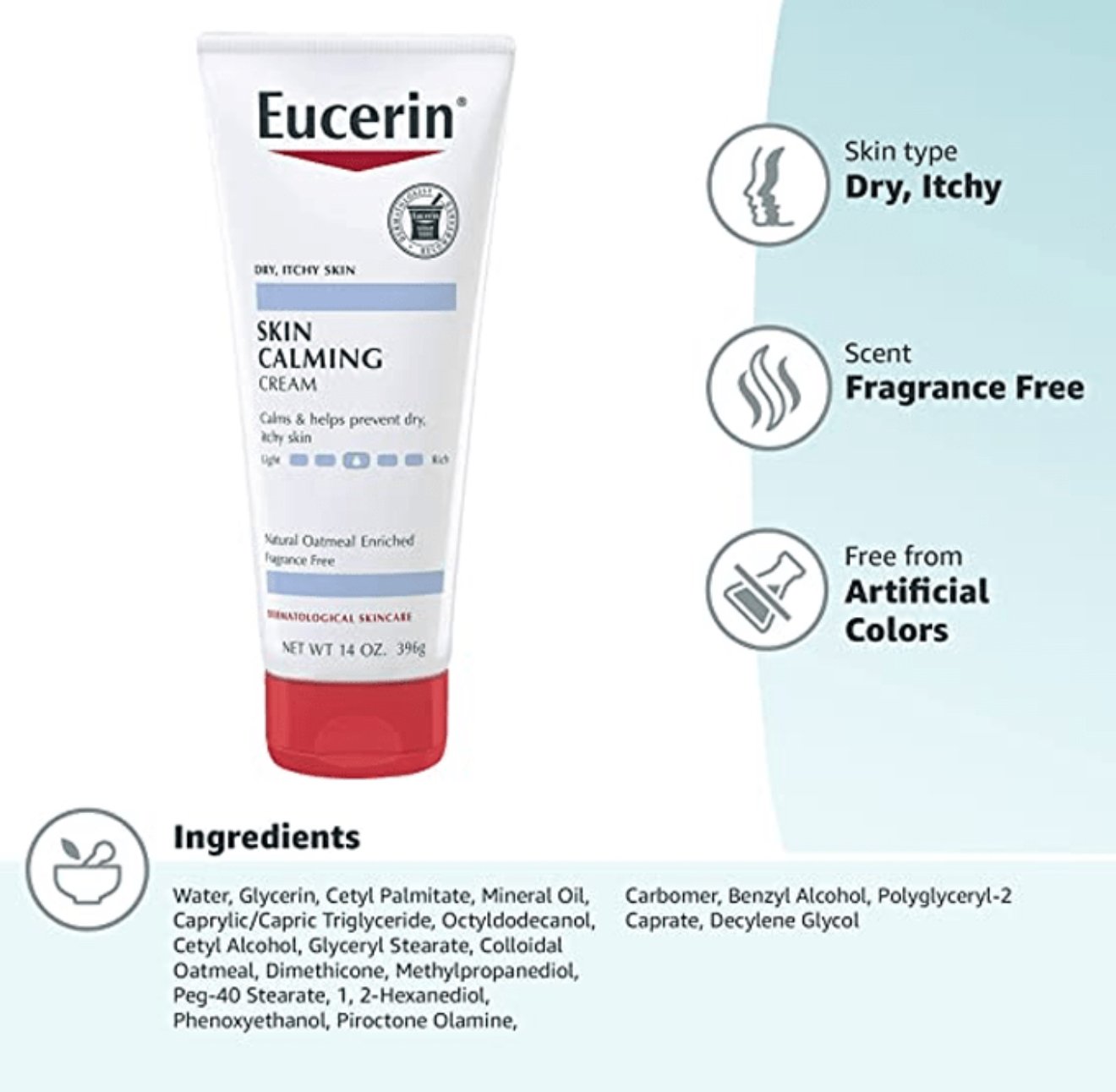 كريم مهدئ للبشرة الجافة والمصابة بالحكة من يوسرين-396g - الصورة 3