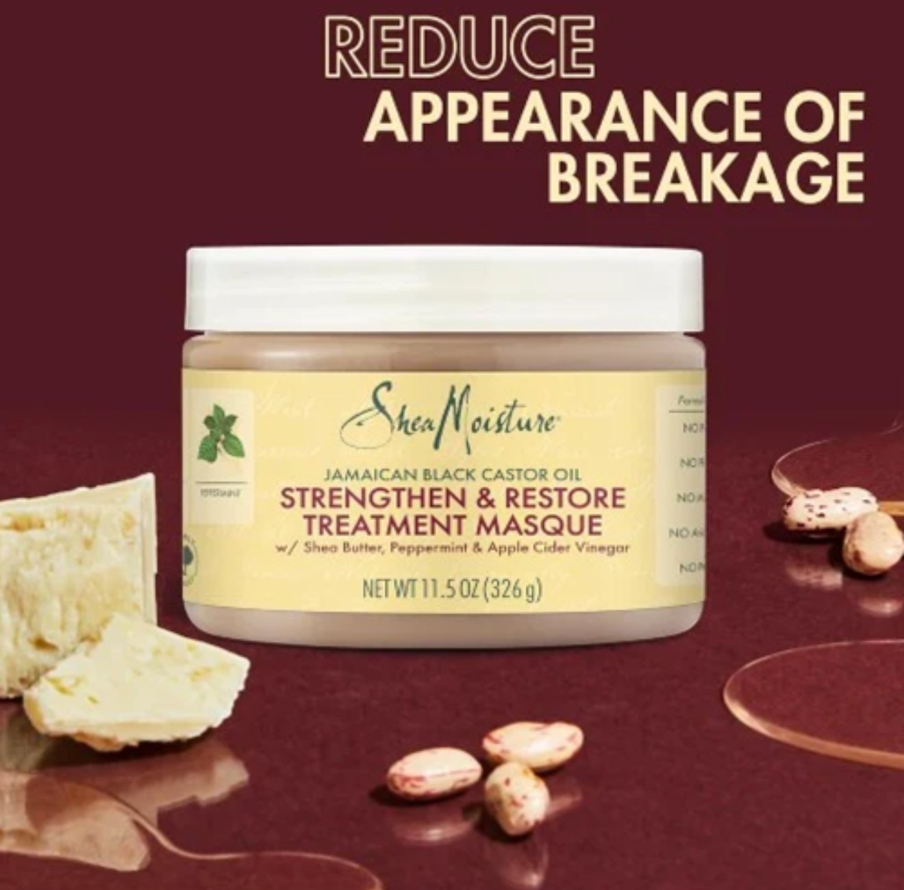 ماسك معالج الشعر بزيت الخروع الجامايكي الأسود من شيا مويستشر-326g - الصورة 2