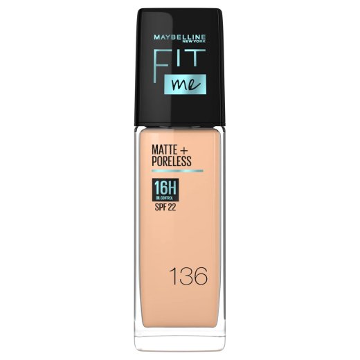 كريم أساس فيت مي مات+بورليس 16 ساعة  بتركيبة مطفية وخالية من اللمعان مع SPF22 من ميبلين - درجة 136