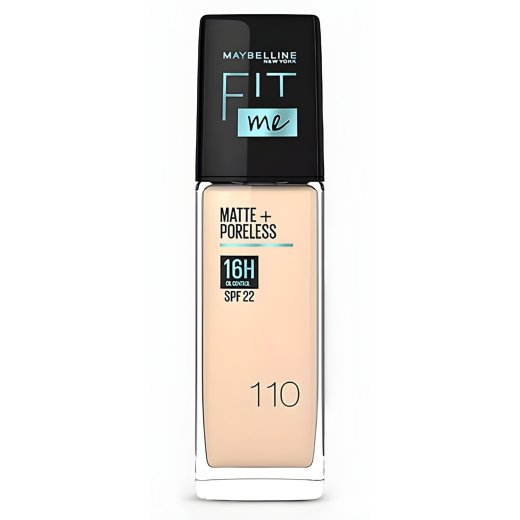 كريم أساس فيت مي مات + بورليس 16 ساعة  بتركيبة مطفية وخالية من اللمعان مع SPF22 من ميبلين - درجة110