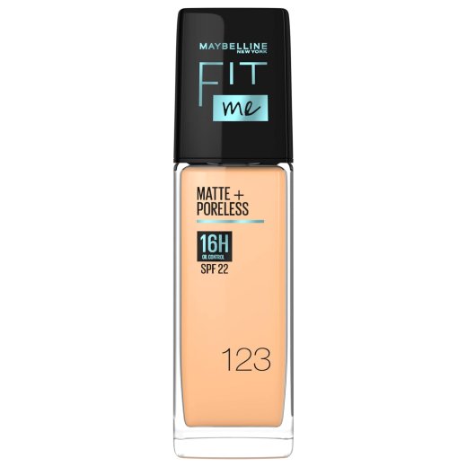 كريم أساس فيت مي مات + بورليس 16 ساعة  بتركيبة مطفية وخالية من اللمعان مع SPF22 من ميبلين - درجة 123